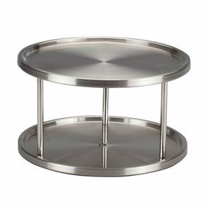 Stainless Steel Two-Tier Lazy Susan Turntable 10.5-inch Kitchen Pantry Storage